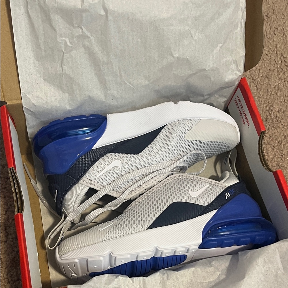 Nike Air Max White and Navy with Blue Accents
